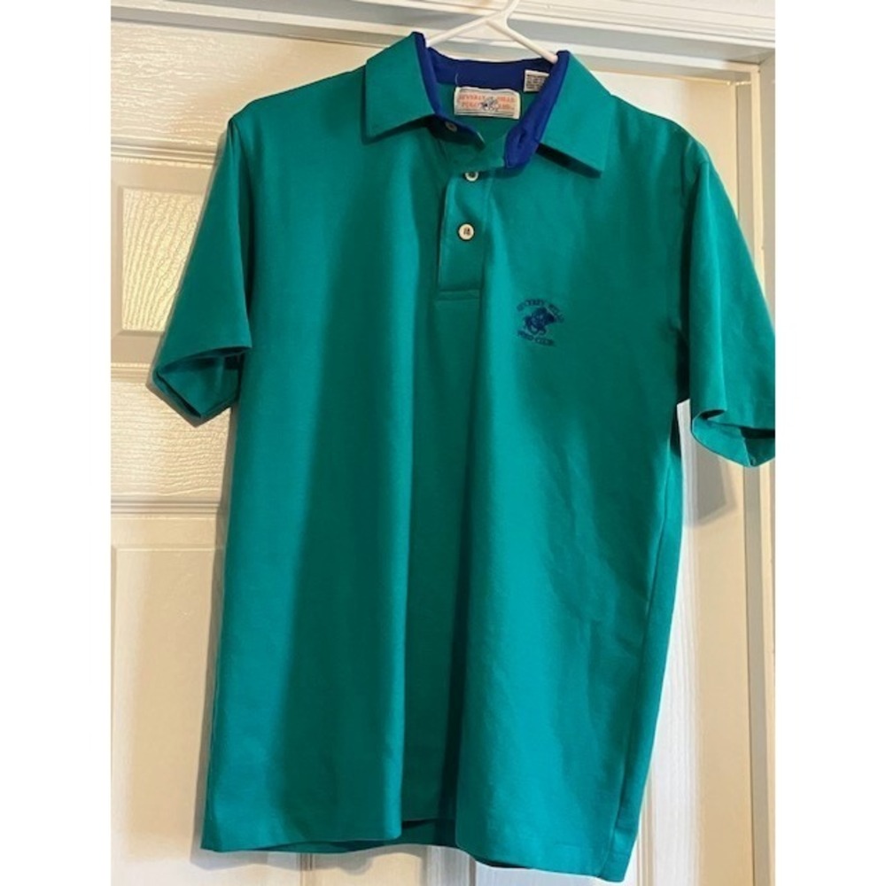 Vintage Beverly Hills Polo Club Polo Shirt Men's Medium Turquoise Royal Blue